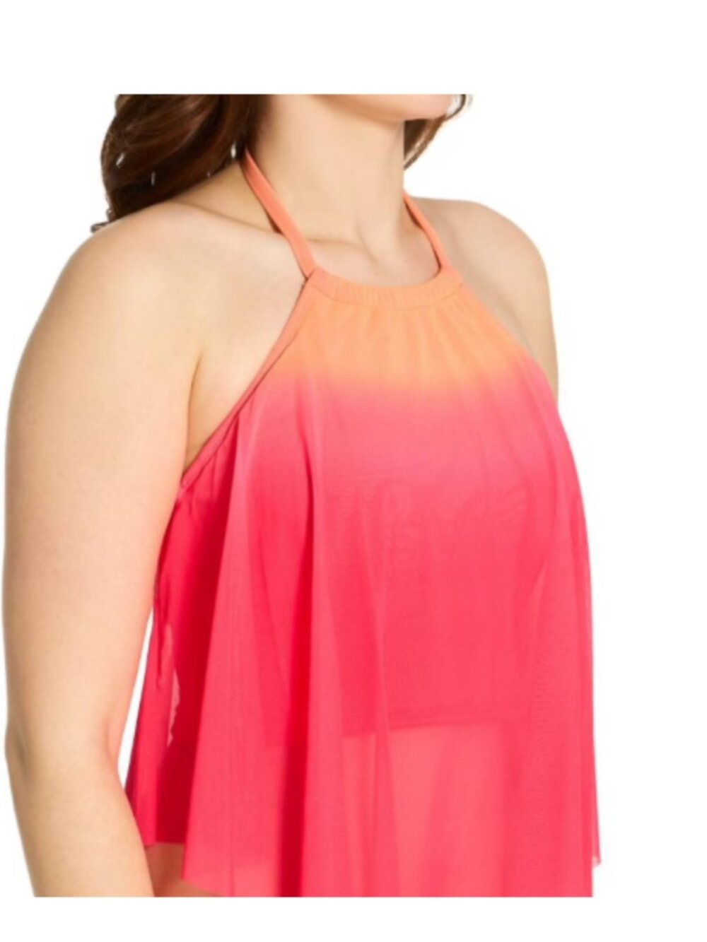 Coco Reef Sunset Fade Aura Mesh High Neck Tankini & High Waist Bottoms -